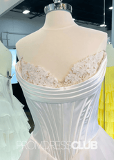 Harriet | Strapless Sweetheart Ruffle Red Prom Dress - White - PromDressClub